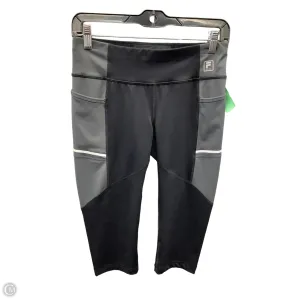 Athletic Leggings Capris By Fila In Black & Grey, Size: S