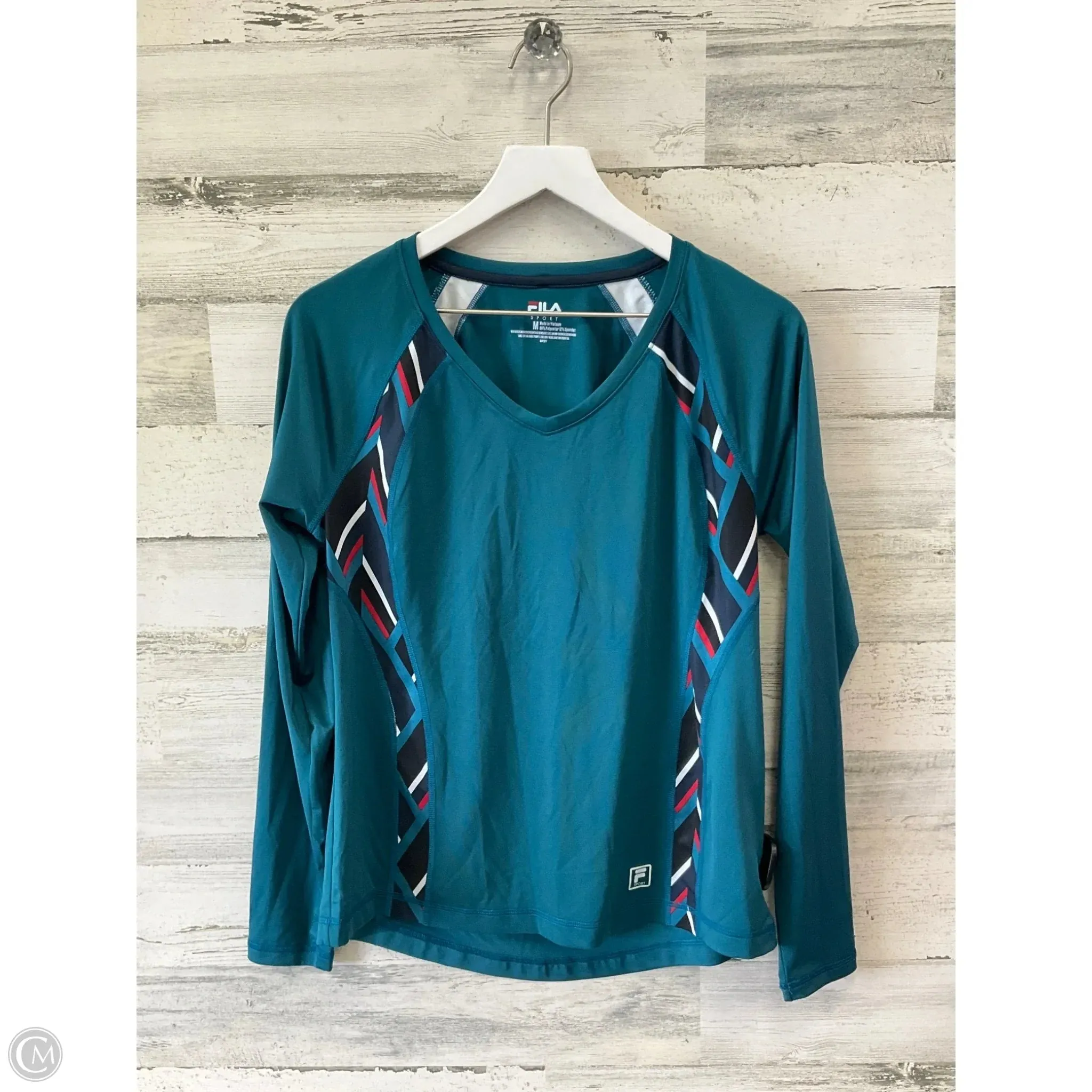 Athletic Top Long Sleeve Collar By Fila In Green, Size: M