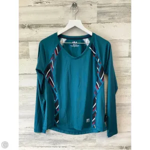 Athletic Top Long Sleeve Collar By Fila In Green, Size: M