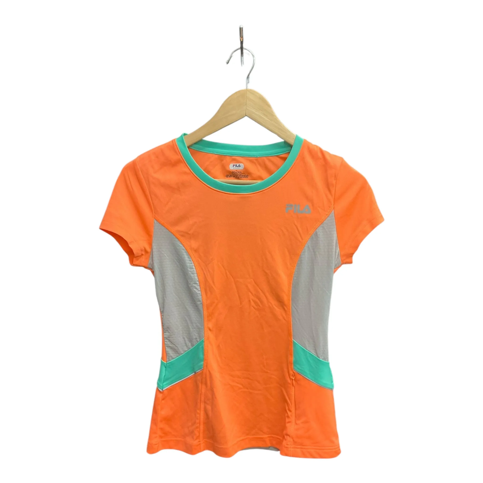 Athletic Top Short Sleeve By Fila In Orange, Size: Xs