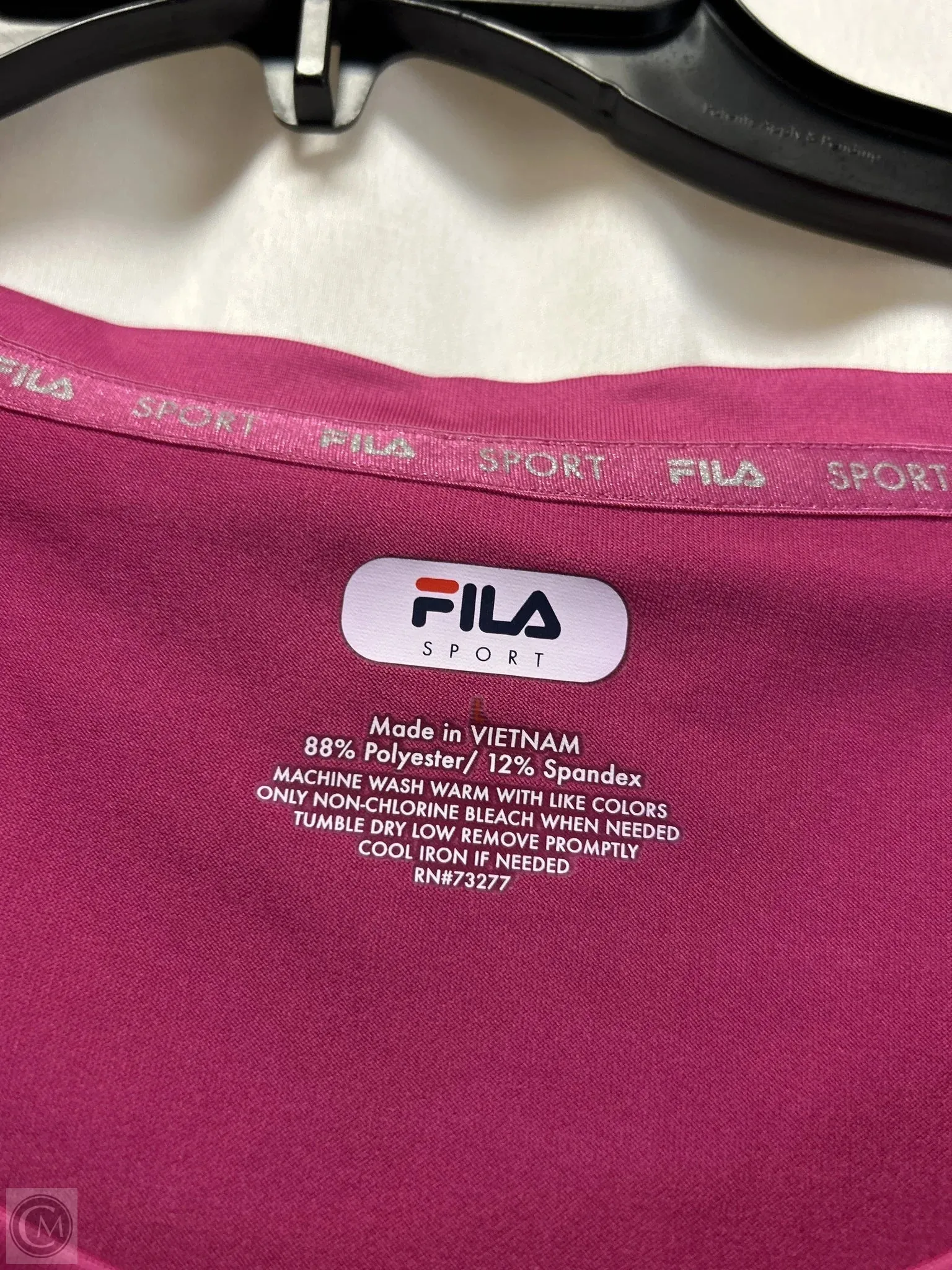Athletic Top Short Sleeve By Fila In Pink, Size: L