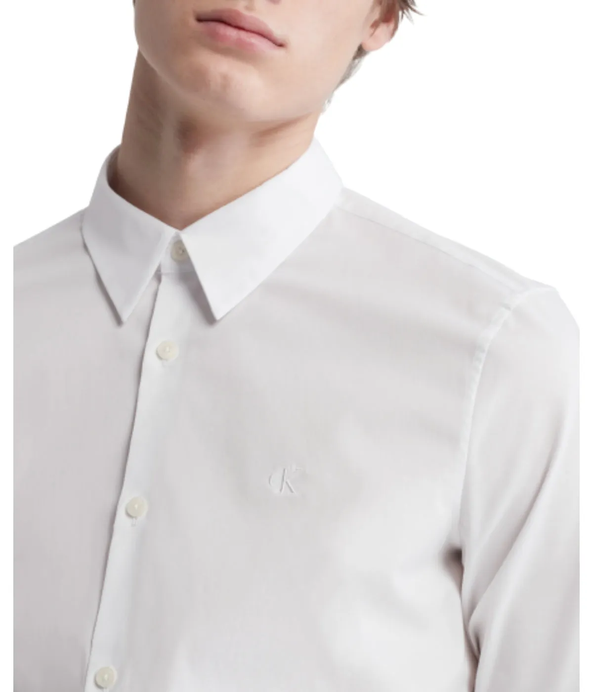 BestSelling Long Sleeve Solid Stretch Slim Woven Shirt White  Almost Sold Out!