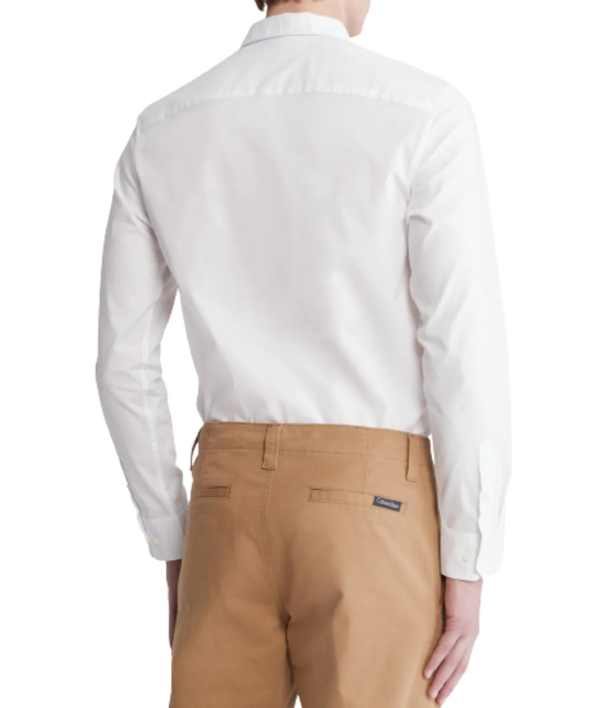 BestSelling Long Sleeve Solid Stretch Slim Woven Shirt White  Almost Sold Out!
