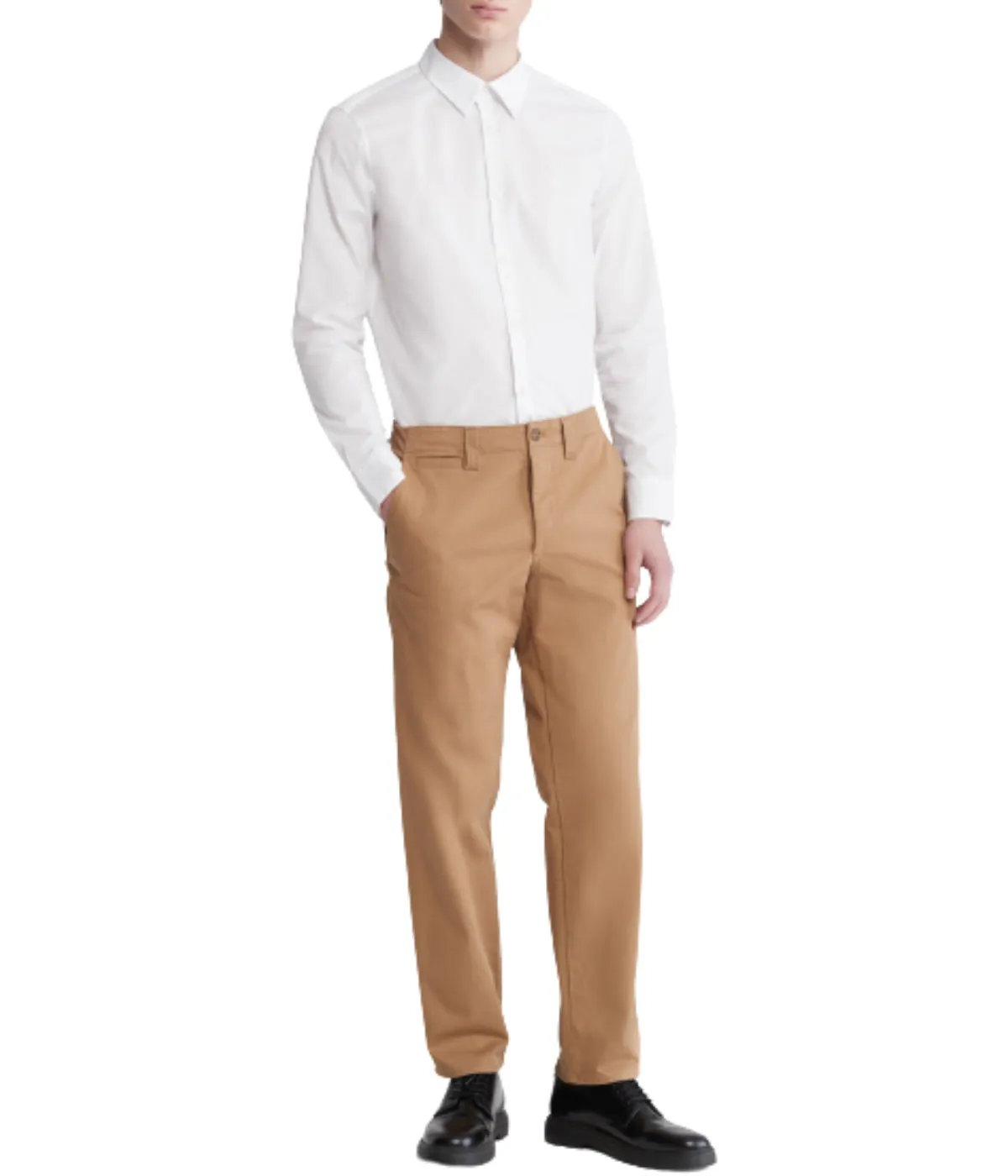 BestSelling Long Sleeve Solid Stretch Slim Woven Shirt White  Almost Sold Out!