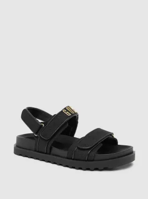 Black Fadison Strap Sandal Guess