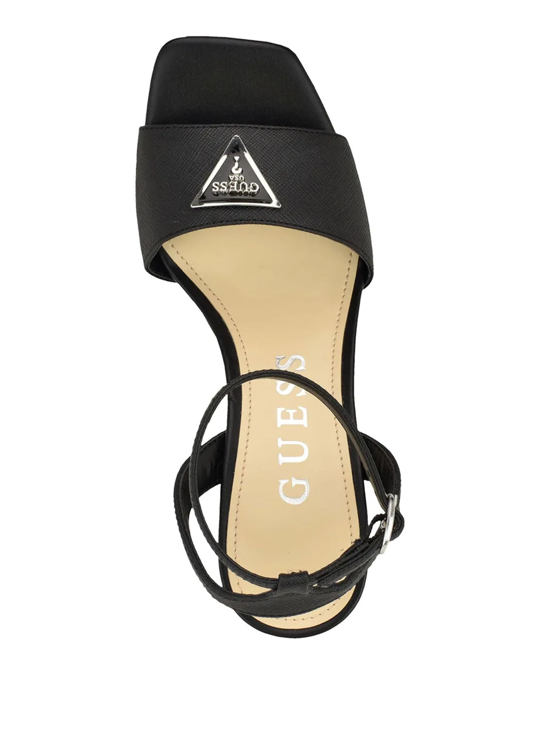 Black Gelyae Strappy Block Heels Guess