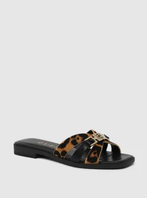 Black Tan Realla Sandals Guess