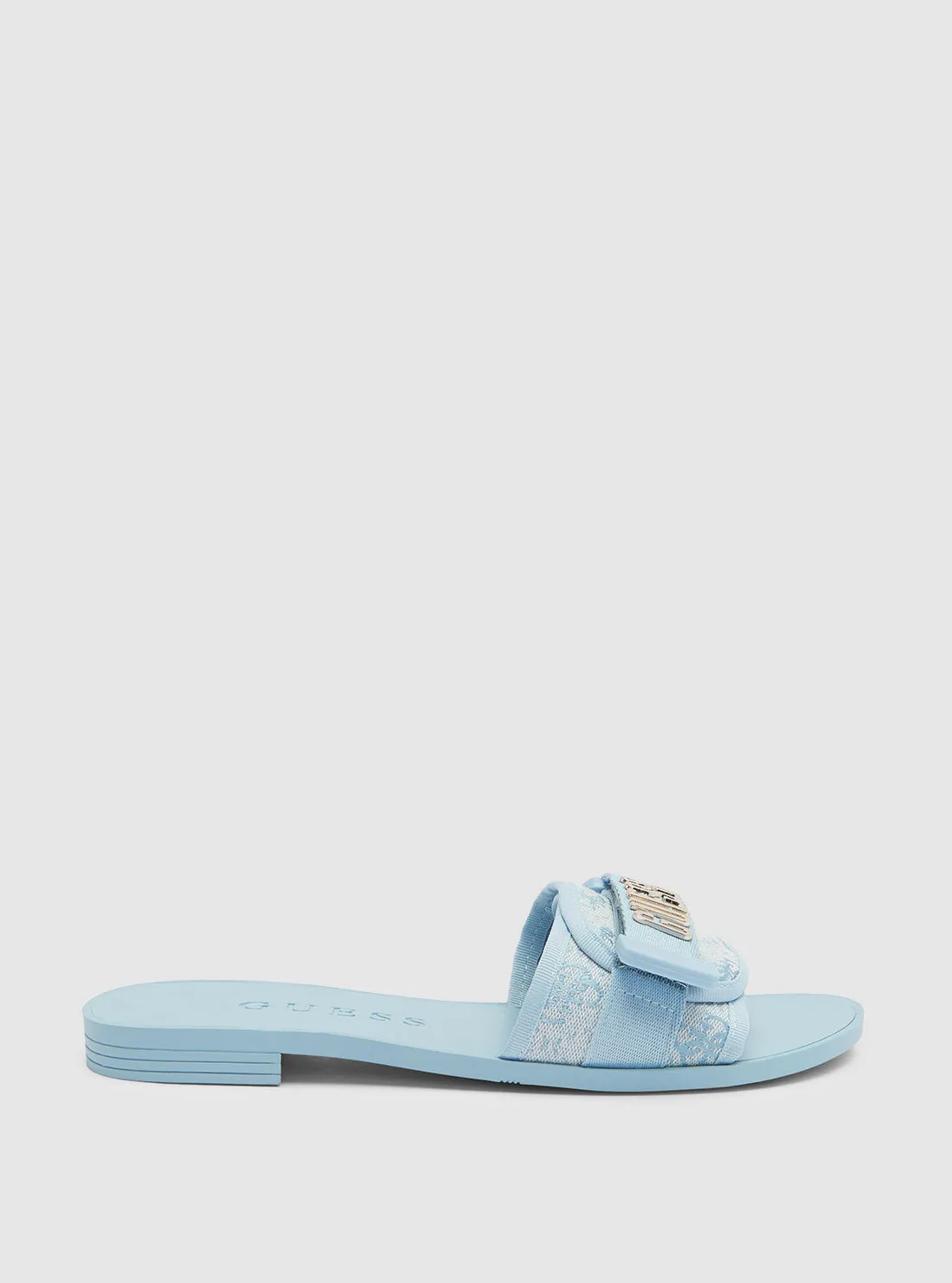 Blue Elyze Slide Sandals Guess