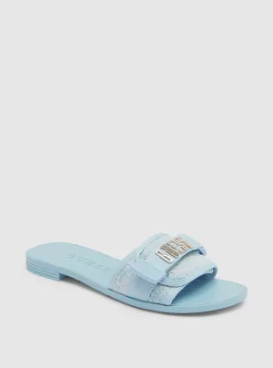Blue Elyze Slide Sandals Guess