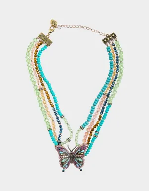 BOHO BUTTERFLY BEAD PENDANT MULTI Betsey Johnson