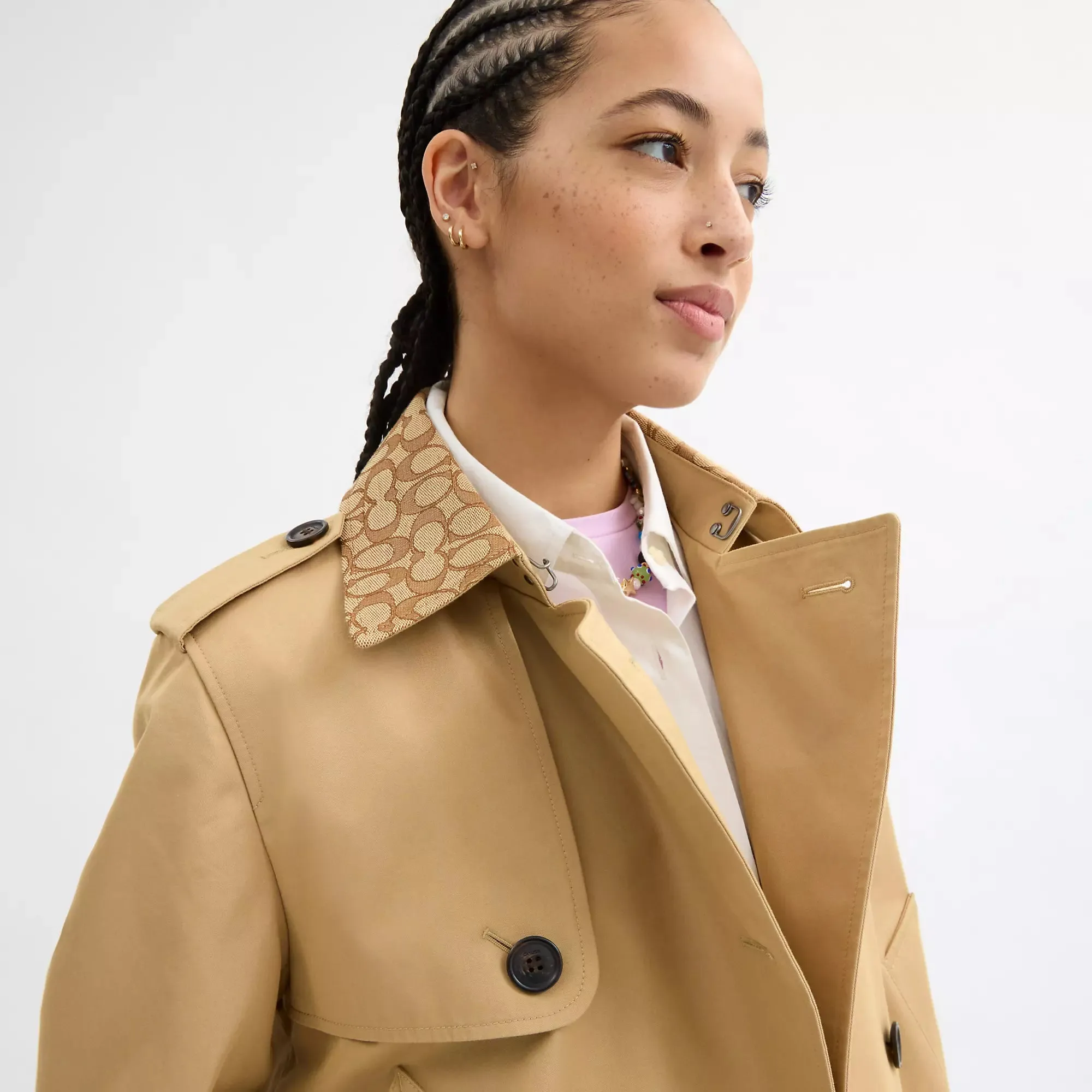 Coach Outlet Short Trench Coat With Signature Collar