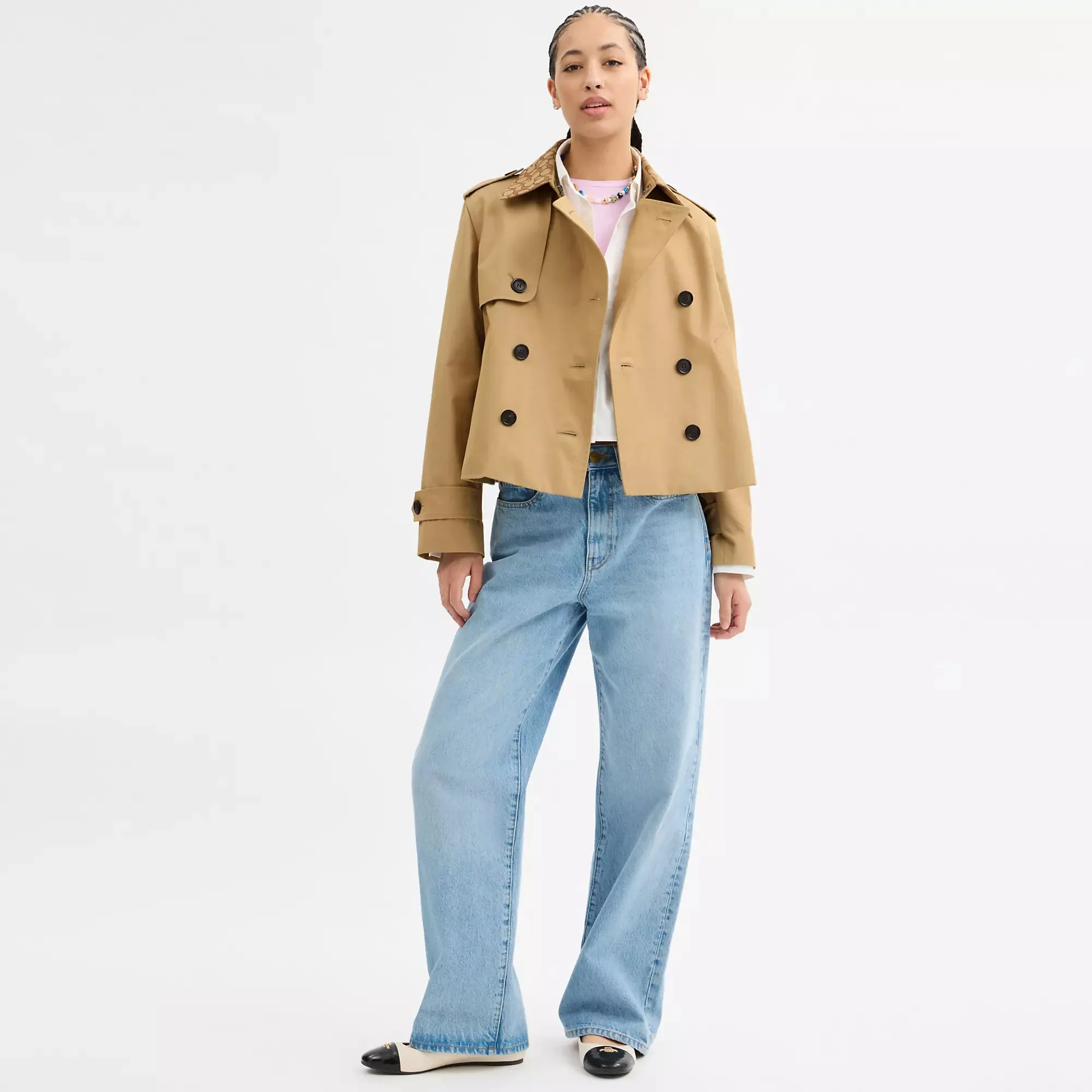 Coach Outlet Short Trench Coat With Signature Collar