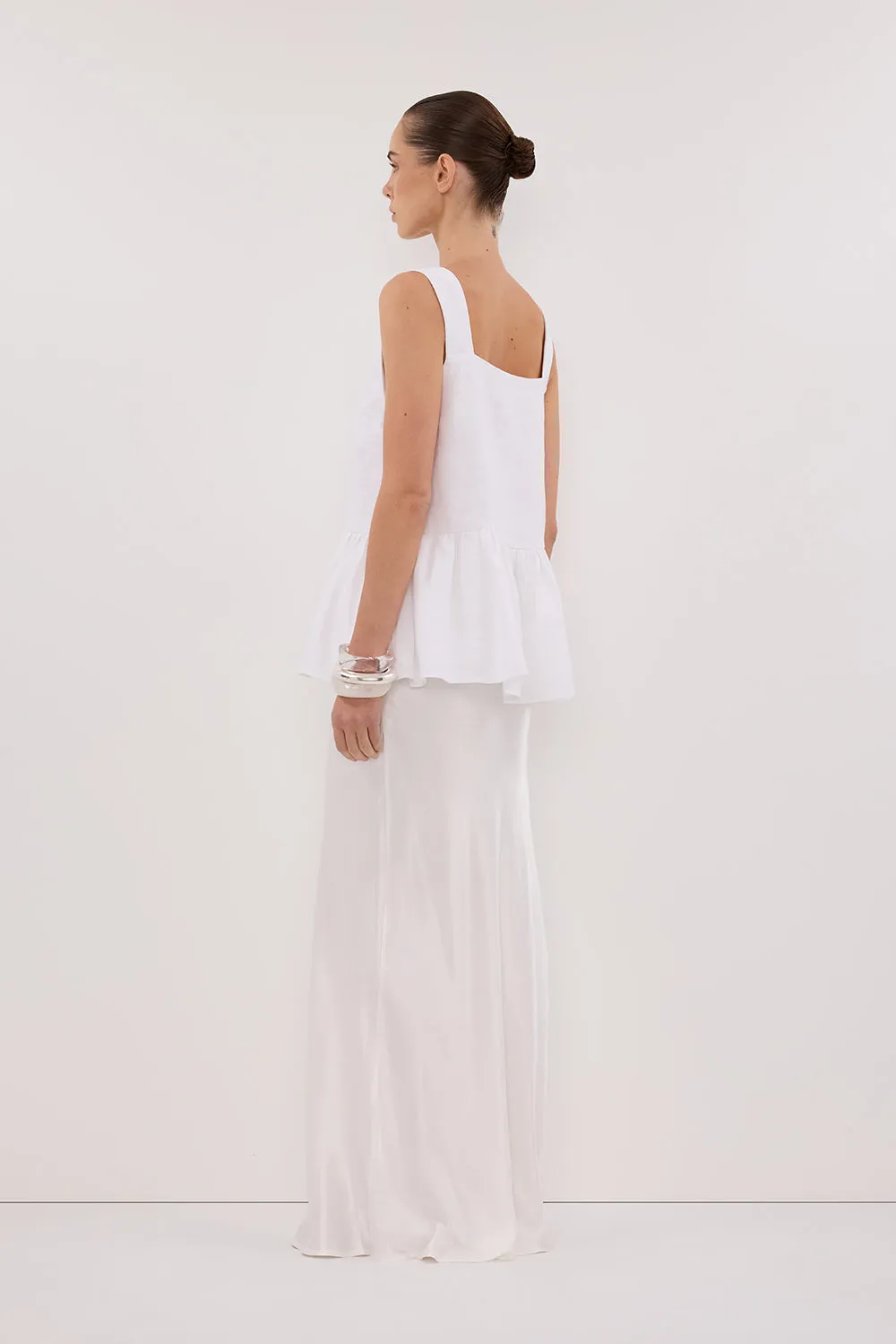 Dissh DAISY WHITE LINEN PEPLUM TOP