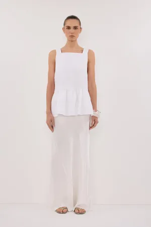 Dissh DAISY WHITE LINEN PEPLUM TOP