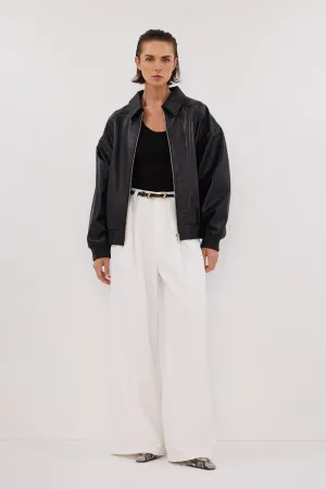 Dissh HUTTON BLACK LEATHER BOMBER JACKET