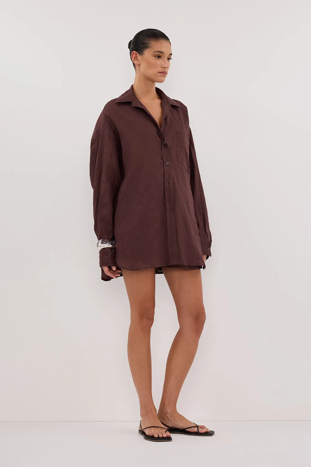 Dissh LUNE WALNUT LINEN SHIRT