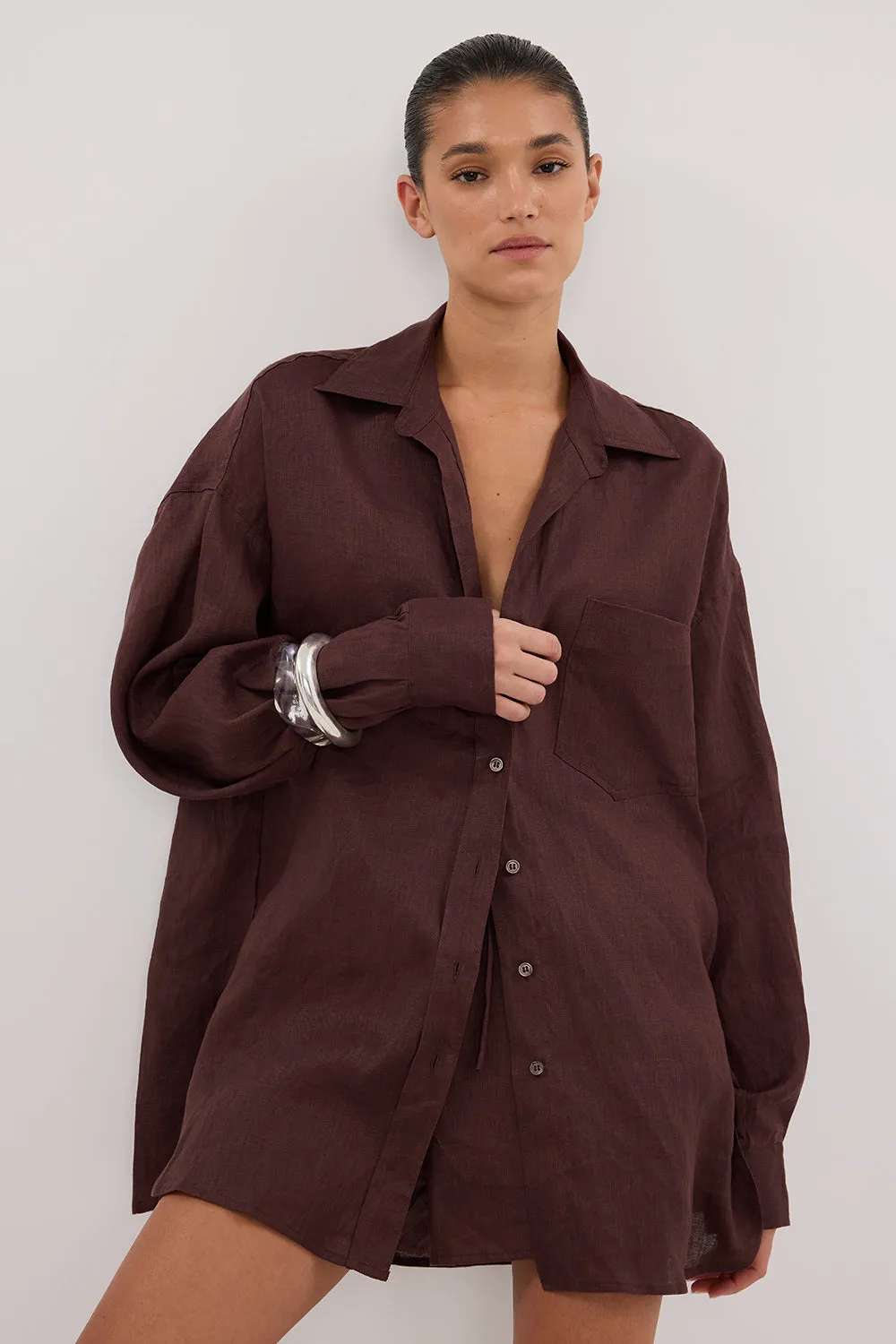 Dissh LUNE WALNUT LINEN SHIRT