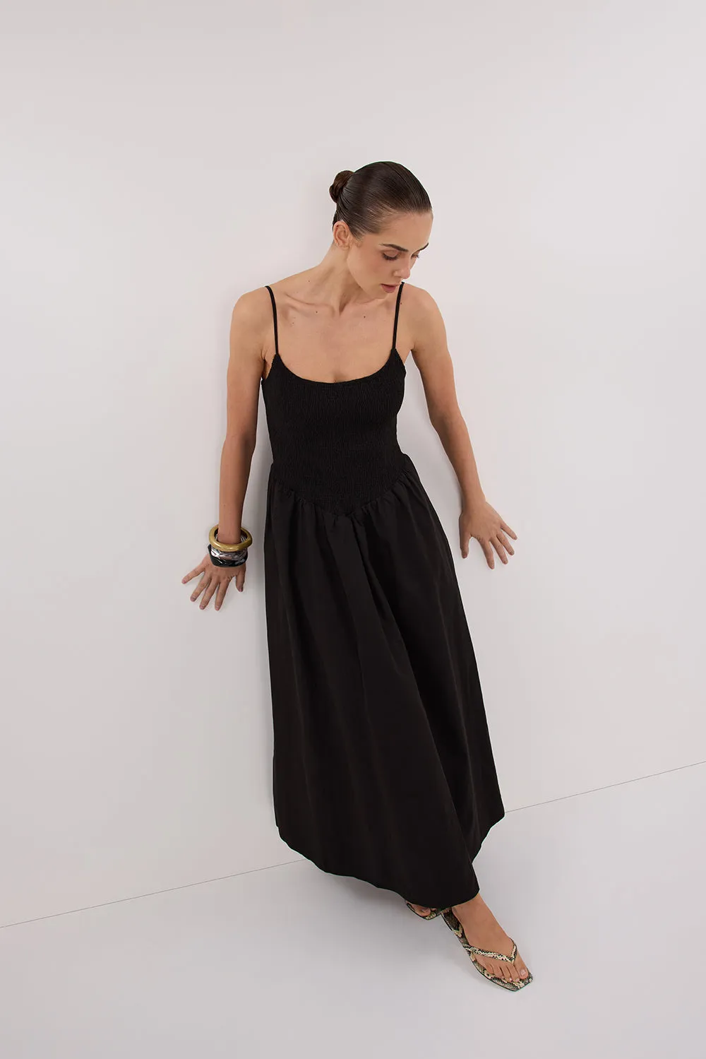 Dissh MILANO BLACK COTTON MIDI DRESS