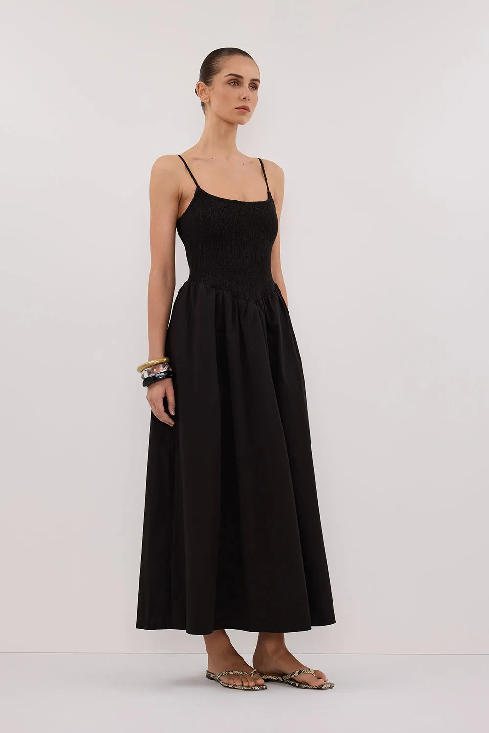 Dissh MILANO BLACK COTTON MIDI DRESS