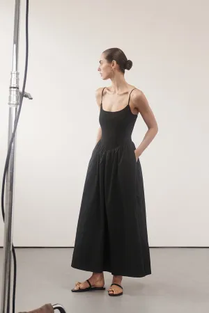 Dissh MILANO BLACK COTTON MIDI DRESS