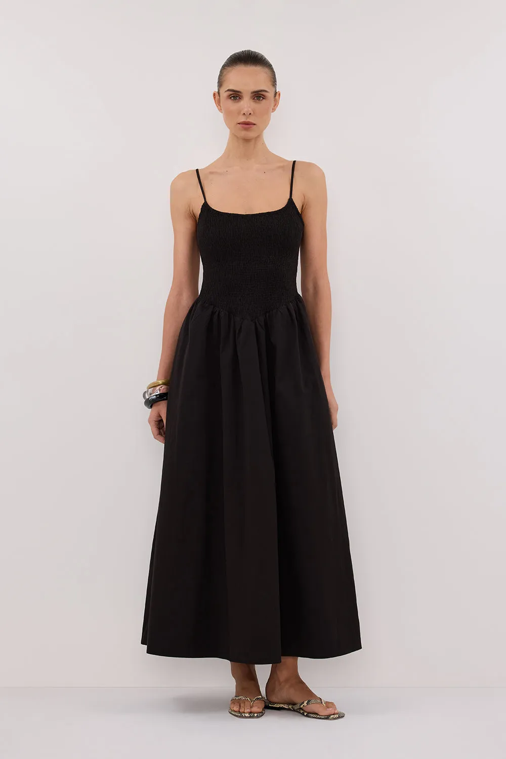 Dissh MILANO BLACK COTTON MIDI DRESS