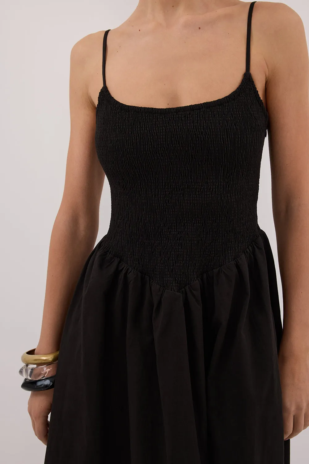 Dissh MILANO BLACK COTTON MIDI DRESS