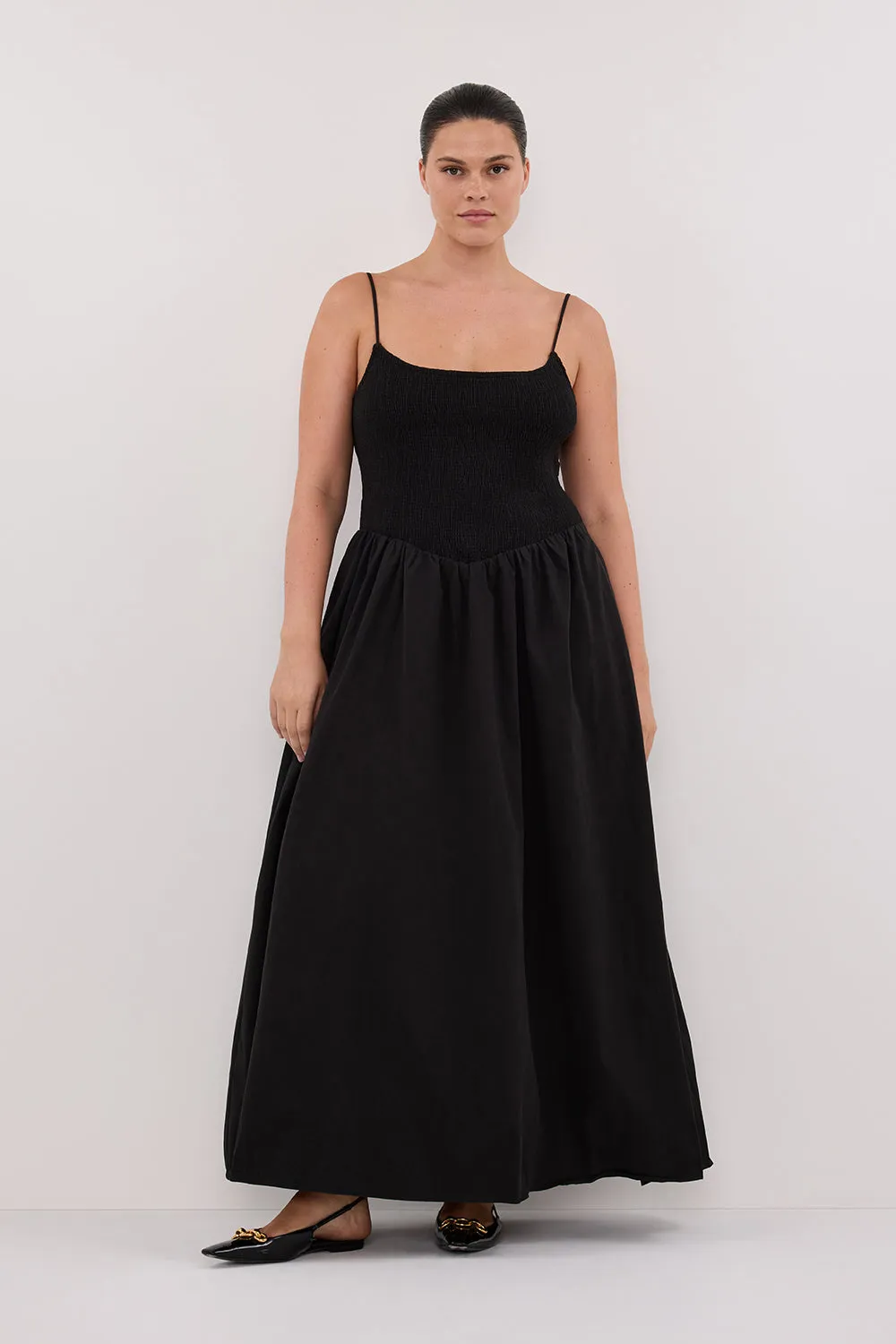Dissh MILANO BLACK COTTON MIDI DRESS