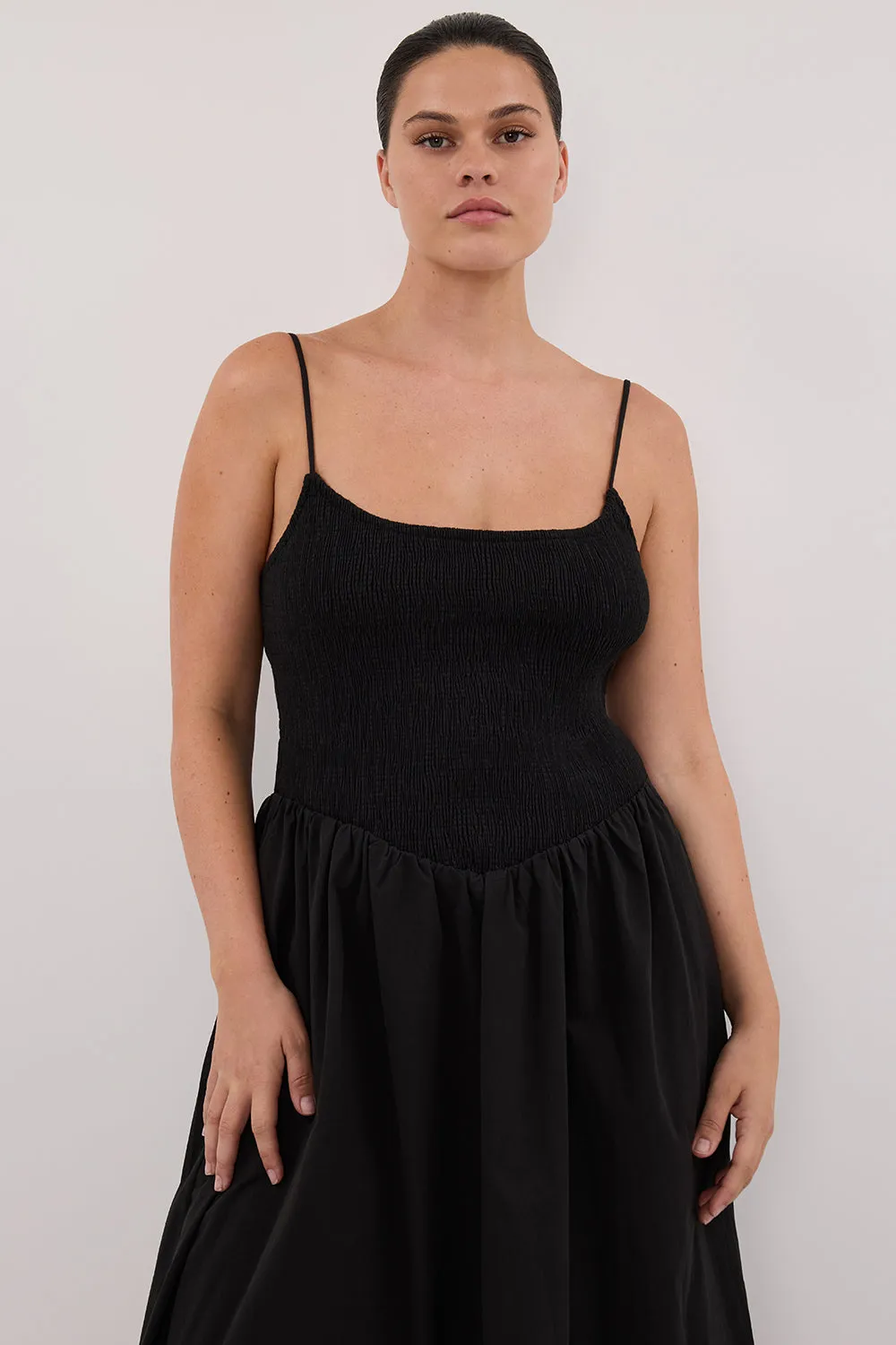 Dissh MILANO BLACK COTTON MIDI DRESS