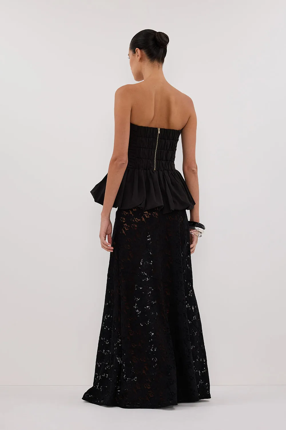 Dissh PEGGY BLACK COTTON STRAPLESS TOP