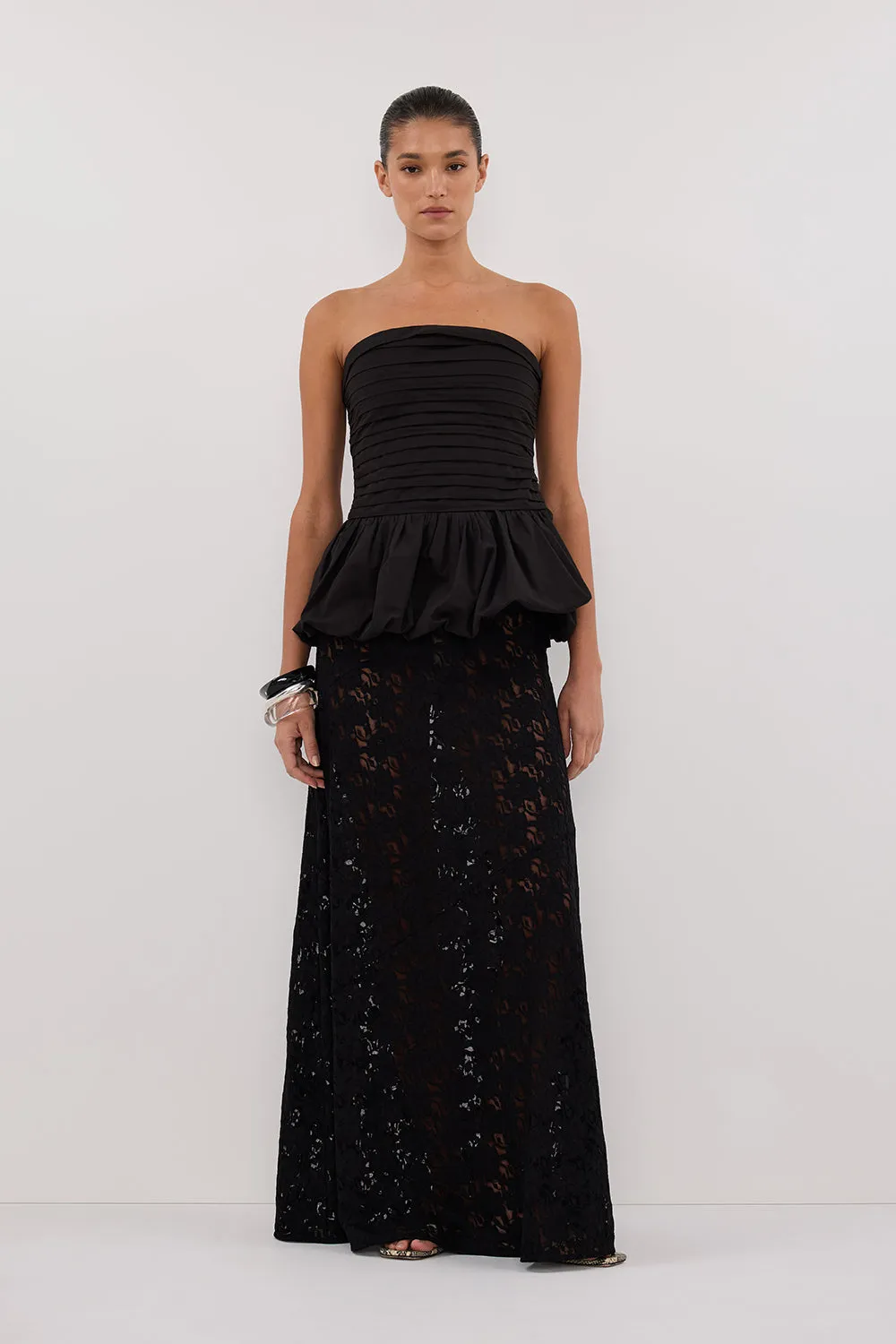 Dissh PEGGY BLACK COTTON STRAPLESS TOP