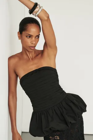 Dissh PEGGY BLACK COTTON STRAPLESS TOP