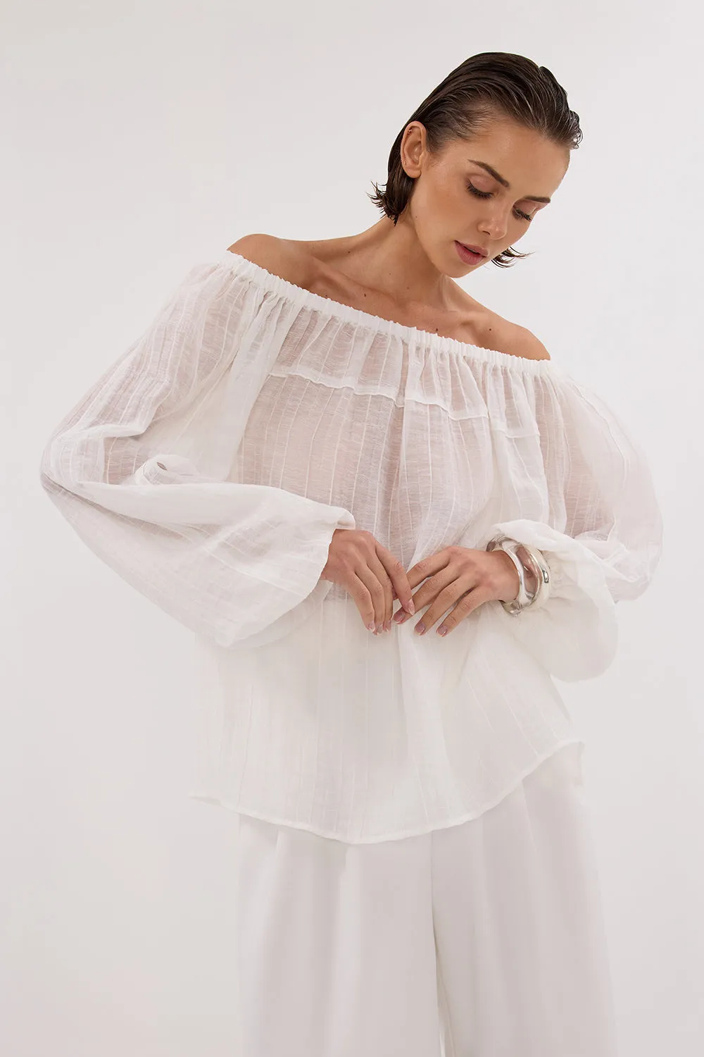 Dissh TAHITI WHITE LONG SLEEVE TOP