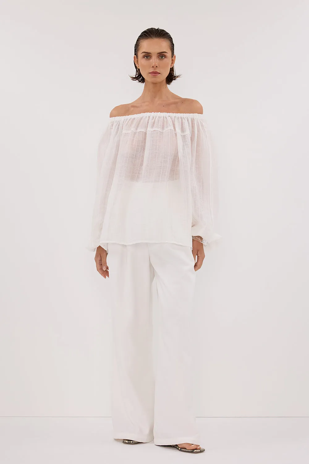 Dissh TAHITI WHITE LONG SLEEVE TOP