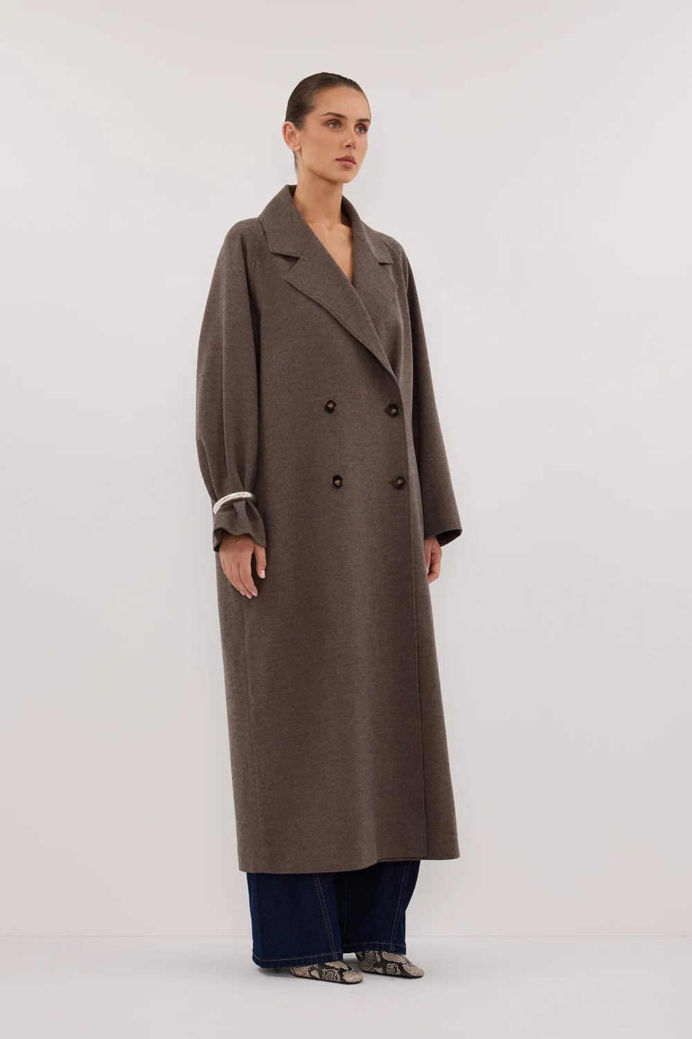 Dissh YORK COFFEE OVERSIZED WOOL BLEND COAT
