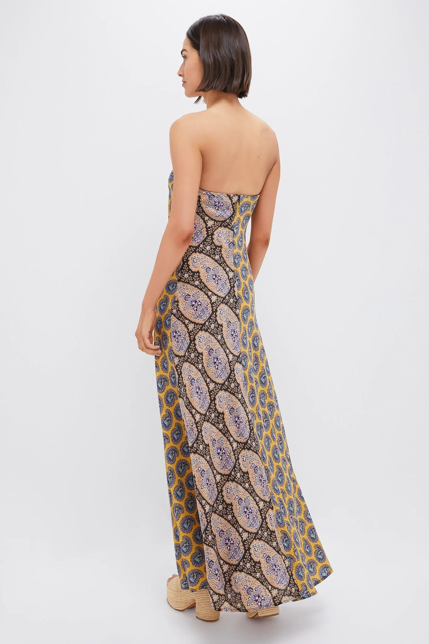 Earthy Patchwork Pietro Silk Maxi Dress