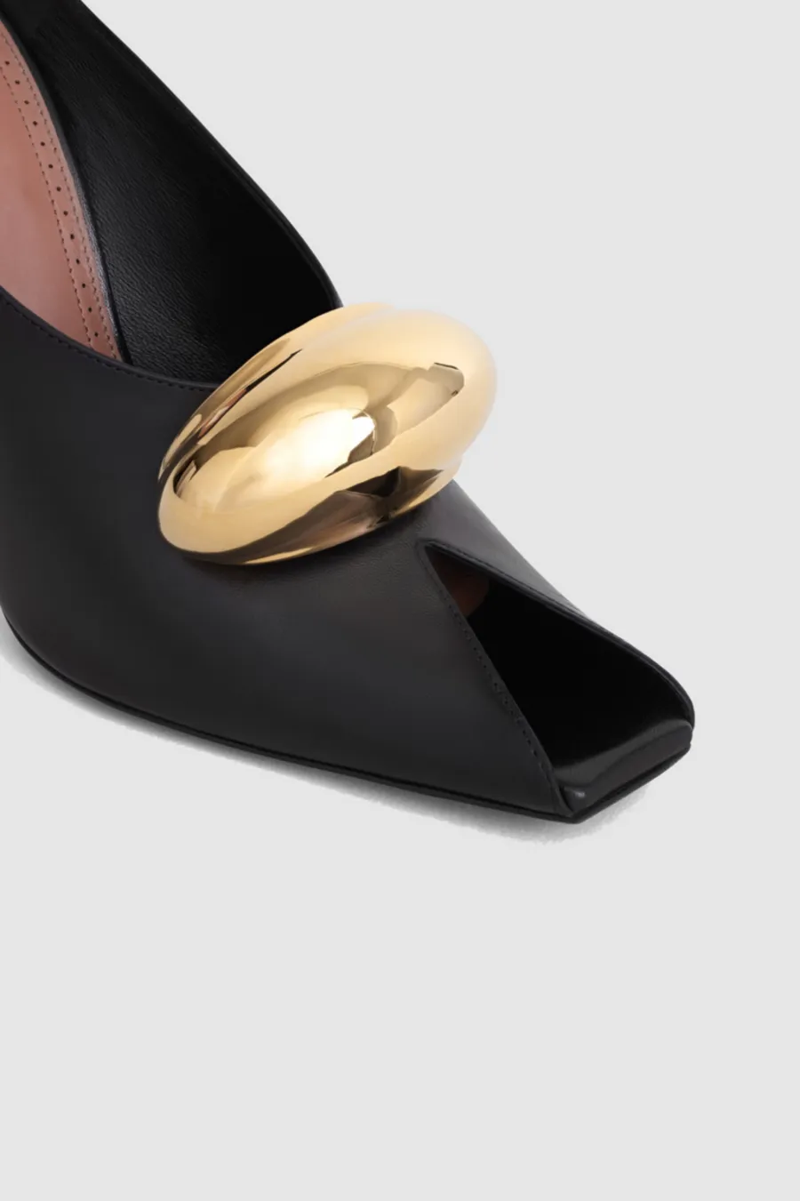 Emerson Hardware Buckle Fish Mouth Leather Mules Gloria Lanvin