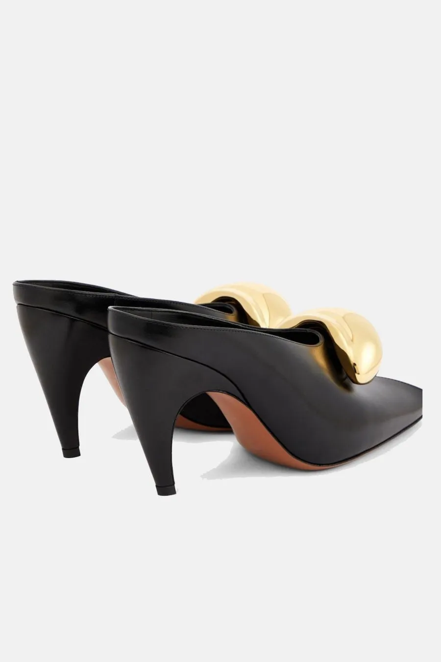 Emerson Hardware Buckle Fish Mouth Leather Mules Gloria Lanvin