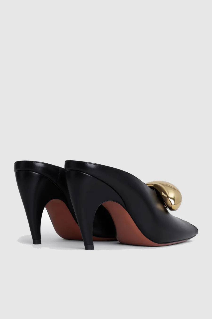 Emerson Hardware Buckle Fish Mouth Leather Mules Gloria Lanvin
