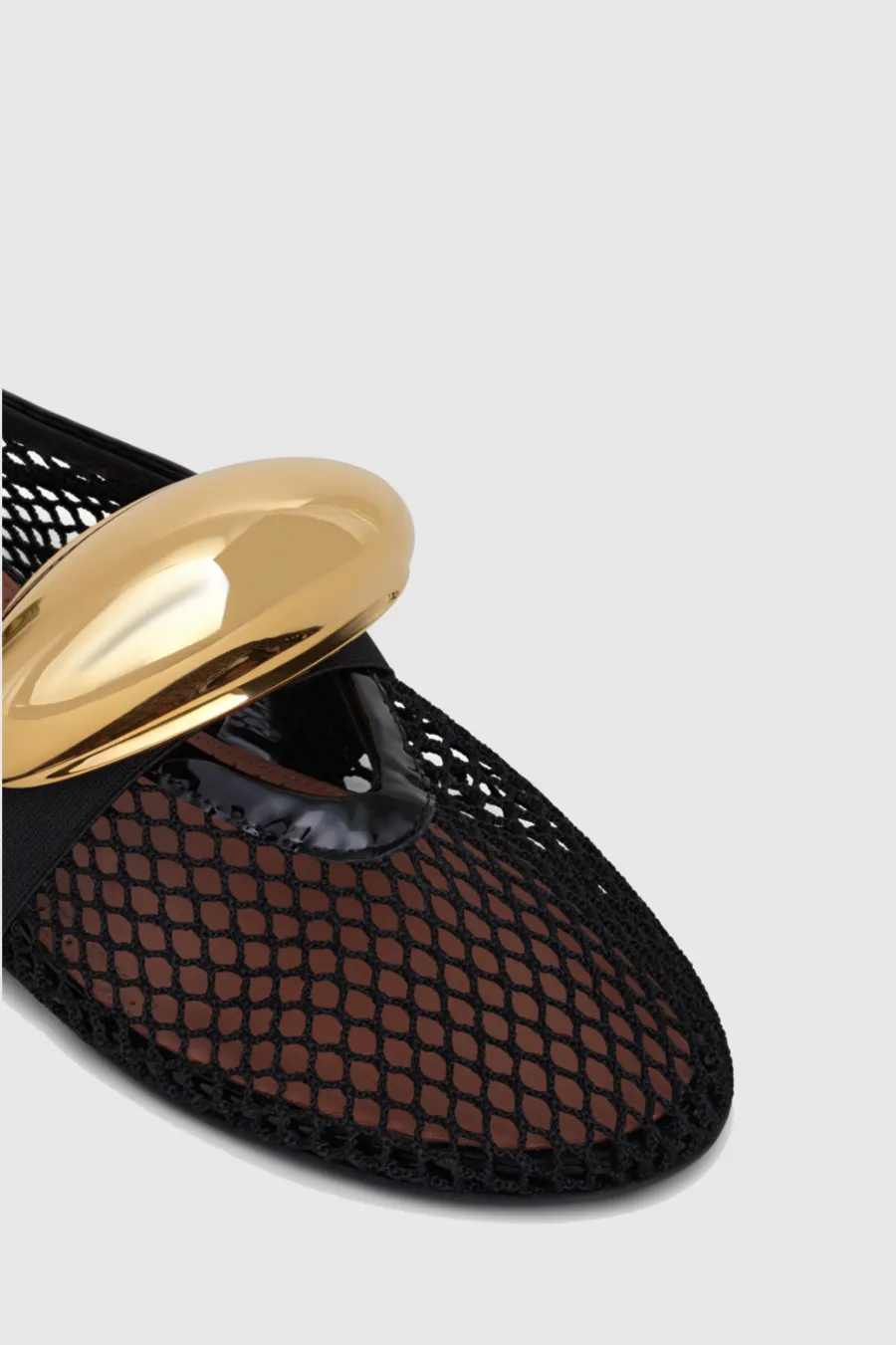 Emerson Hardware Buckle Fishnet Ballet Flats Gloria Lanvin