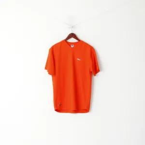 FILA Men 46/48 S Shirt Orange Performa V Neck Activewear Plain Jersey Top