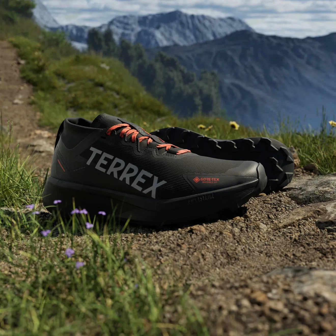 Flash Sale! Adidas Terrex Agravic GTX Trail Running Shoe Core Black / Grey / Semi Impact Orange  Going Fast!
