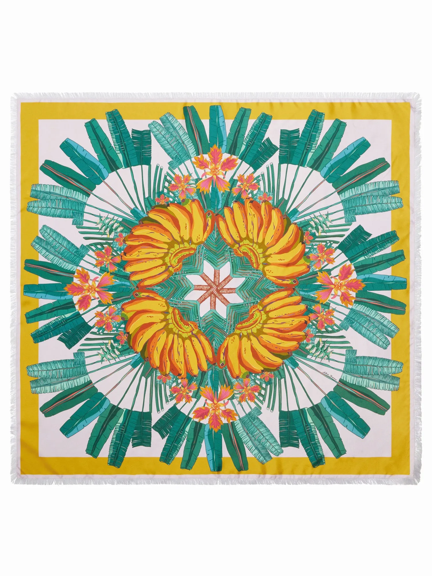 FRANCO FERRARI - CIALDA DOUBLE SIDED FRINGE SILK SCARF IN BANANAS