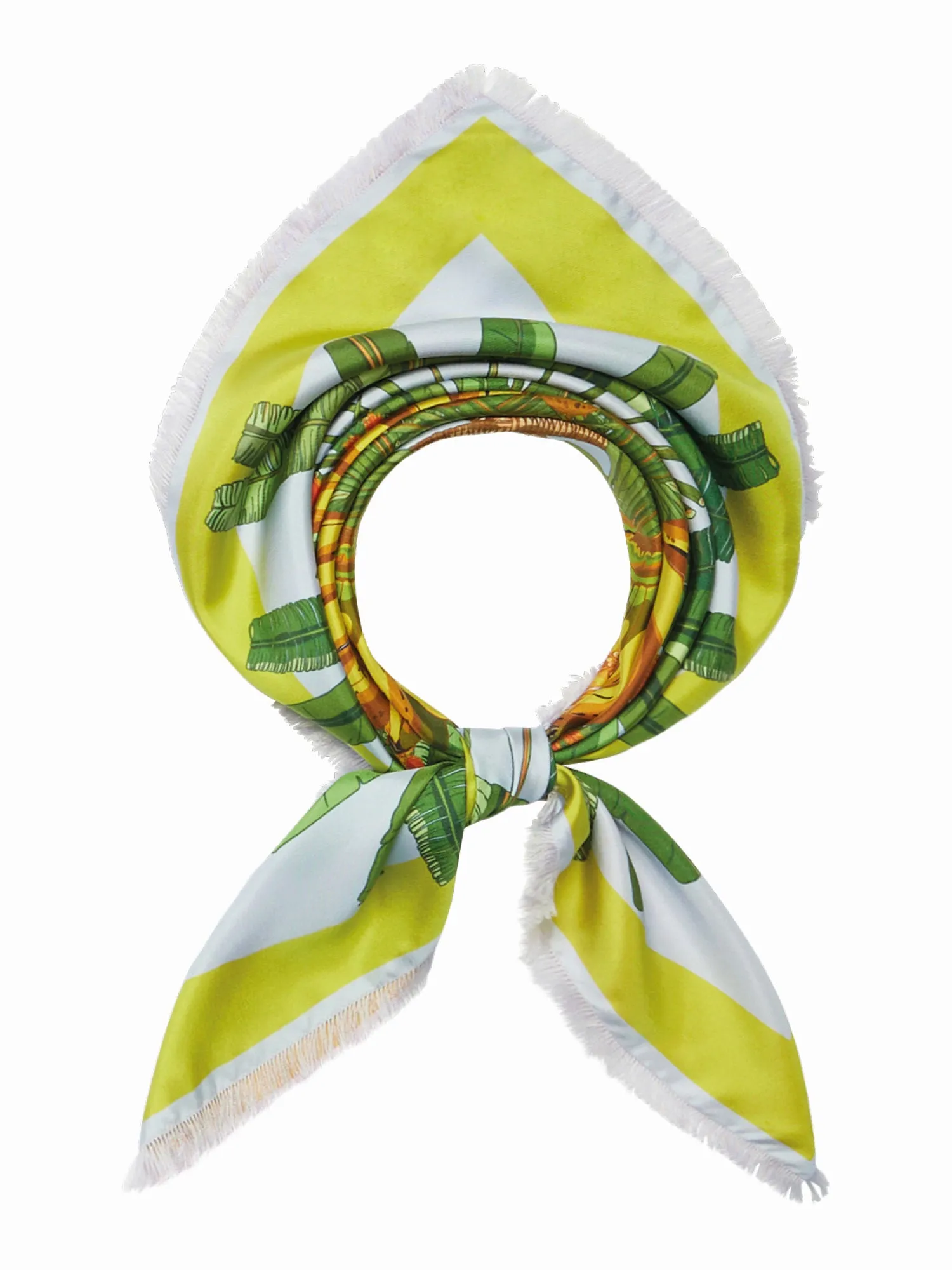 FRANCO FERRARI - CIALDA DOUBLE SIDED FRINGE SILK SCARF IN BANANAS