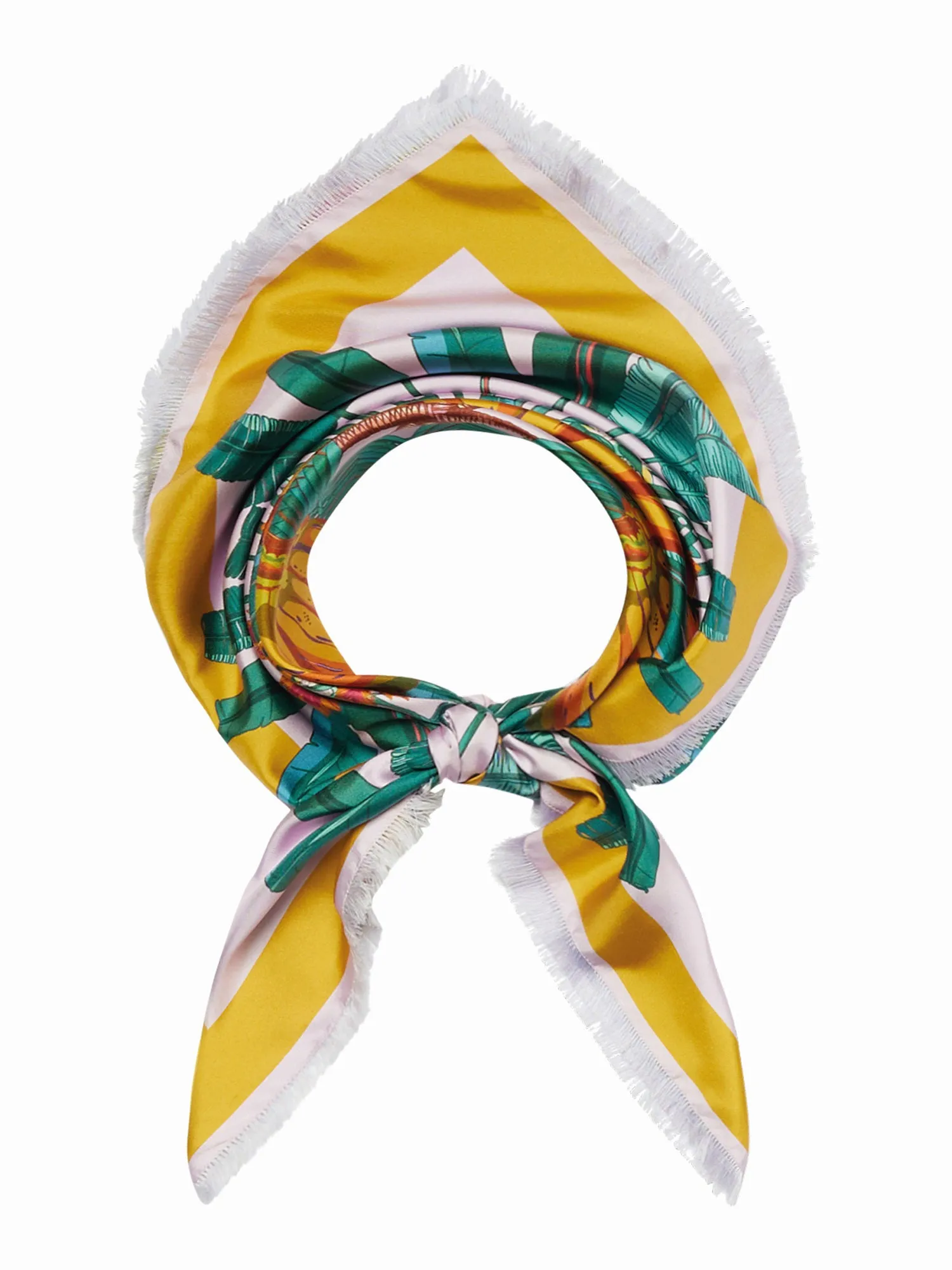 FRANCO FERRARI - CIALDA DOUBLE SIDED FRINGE SILK SCARF IN BANANAS