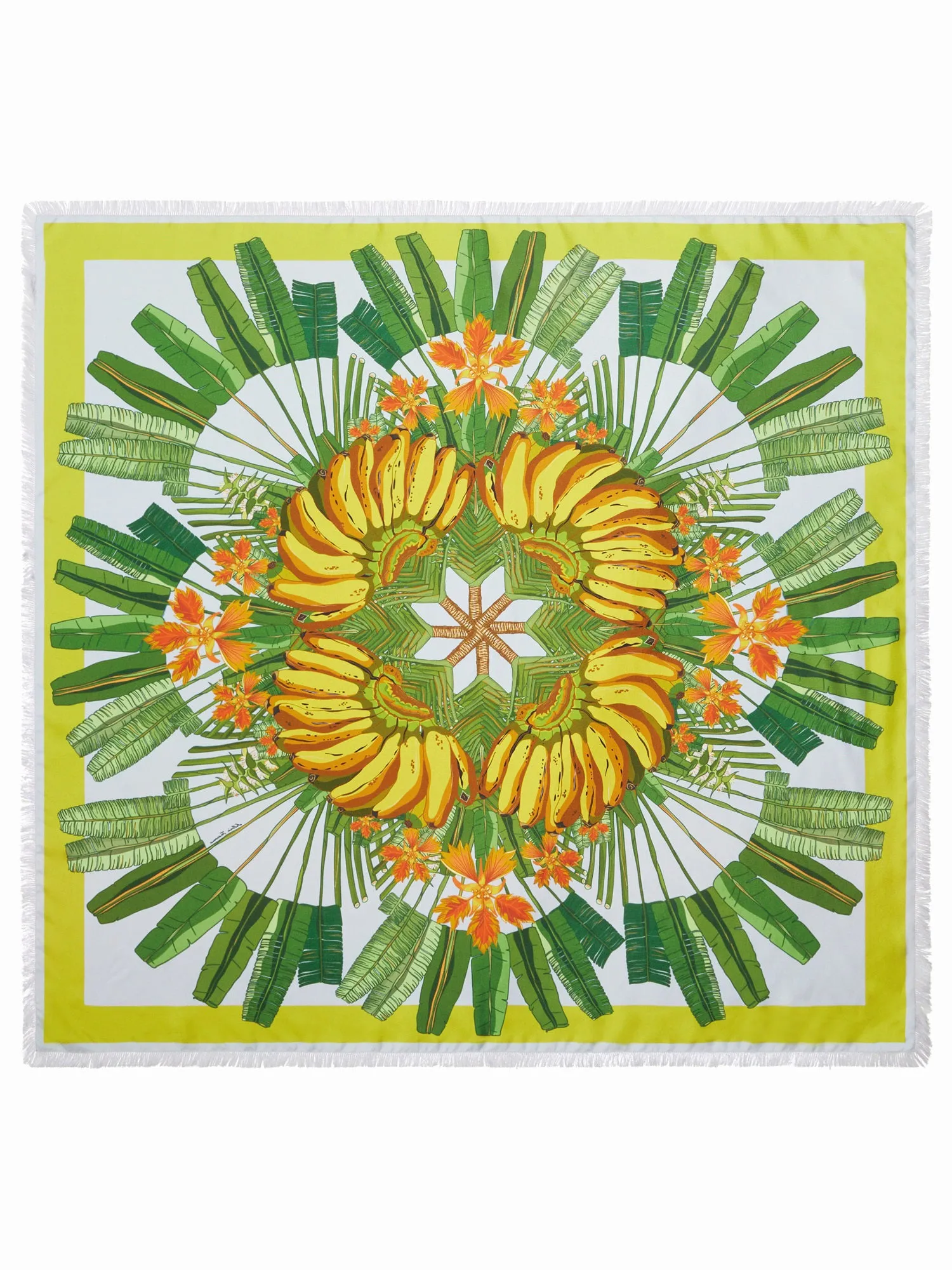 FRANCO FERRARI - CIALDA DOUBLE SIDED FRINGE SILK SCARF IN BANANAS