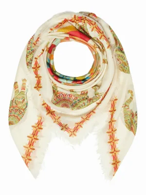 FRANCO FERRARI - DILETTO COTTON SILK SCARF IN ELEPHANTS 135CM