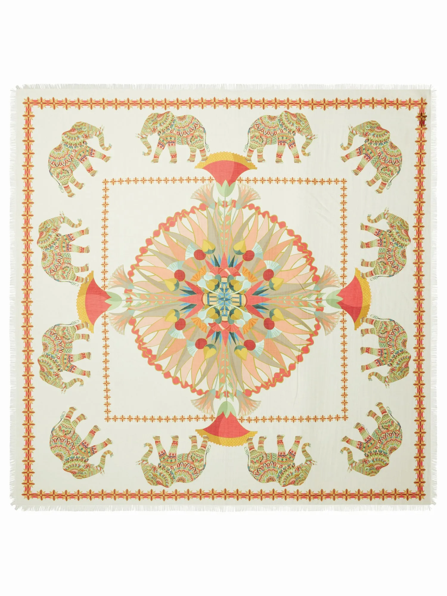 FRANCO FERRARI - DILETTO COTTON SILK SCARF IN ELEPHANTS 135CM