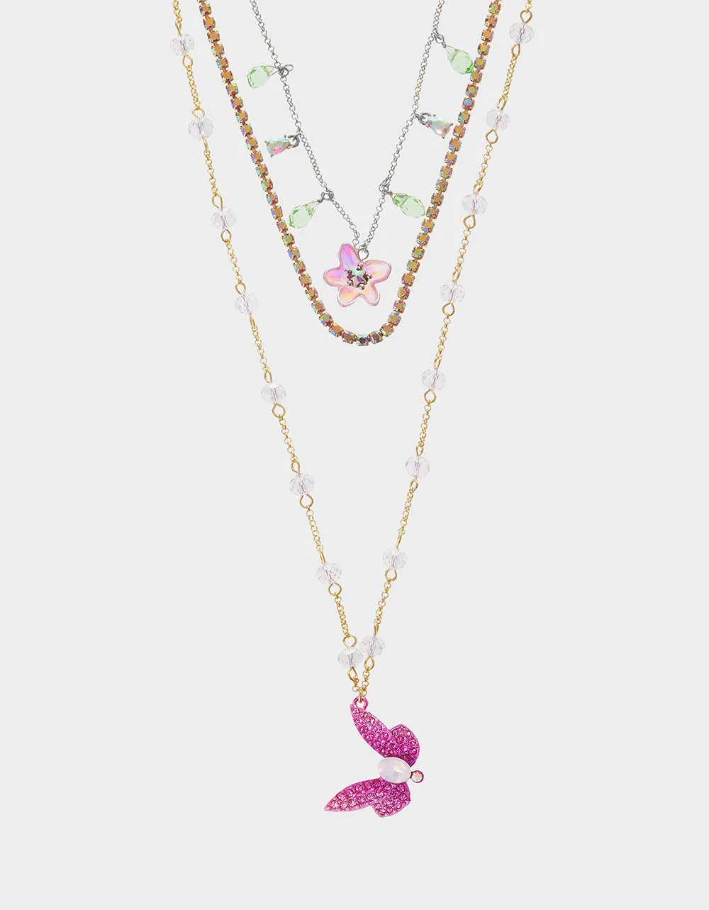 GARDEN GLAM DRAGONFLY ILLUSION NECKLACE PINK Betsey Johnson