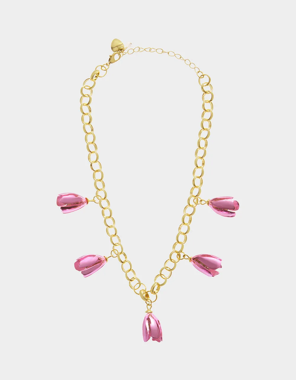 GARDEN GLAM TULIP CHARM FRONTAL NECKLACE PINK Betsey Johnson
