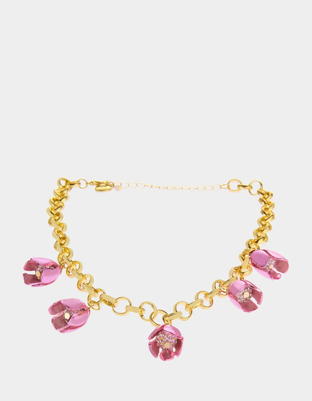 GARDEN GLAM TULIP CHARM FRONTAL NECKLACE PINK Betsey Johnson